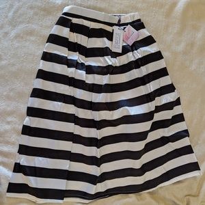 Black and white stripe A-line skirt